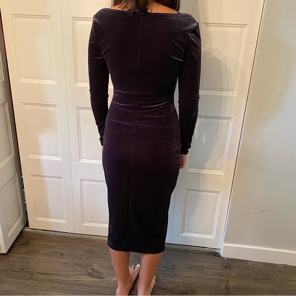 Vintage Wayne Clark dress mermaid velour long sleeve square neck line - Picture 4 of 15